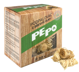 PE-PO podpaľovač z drevitej vlny